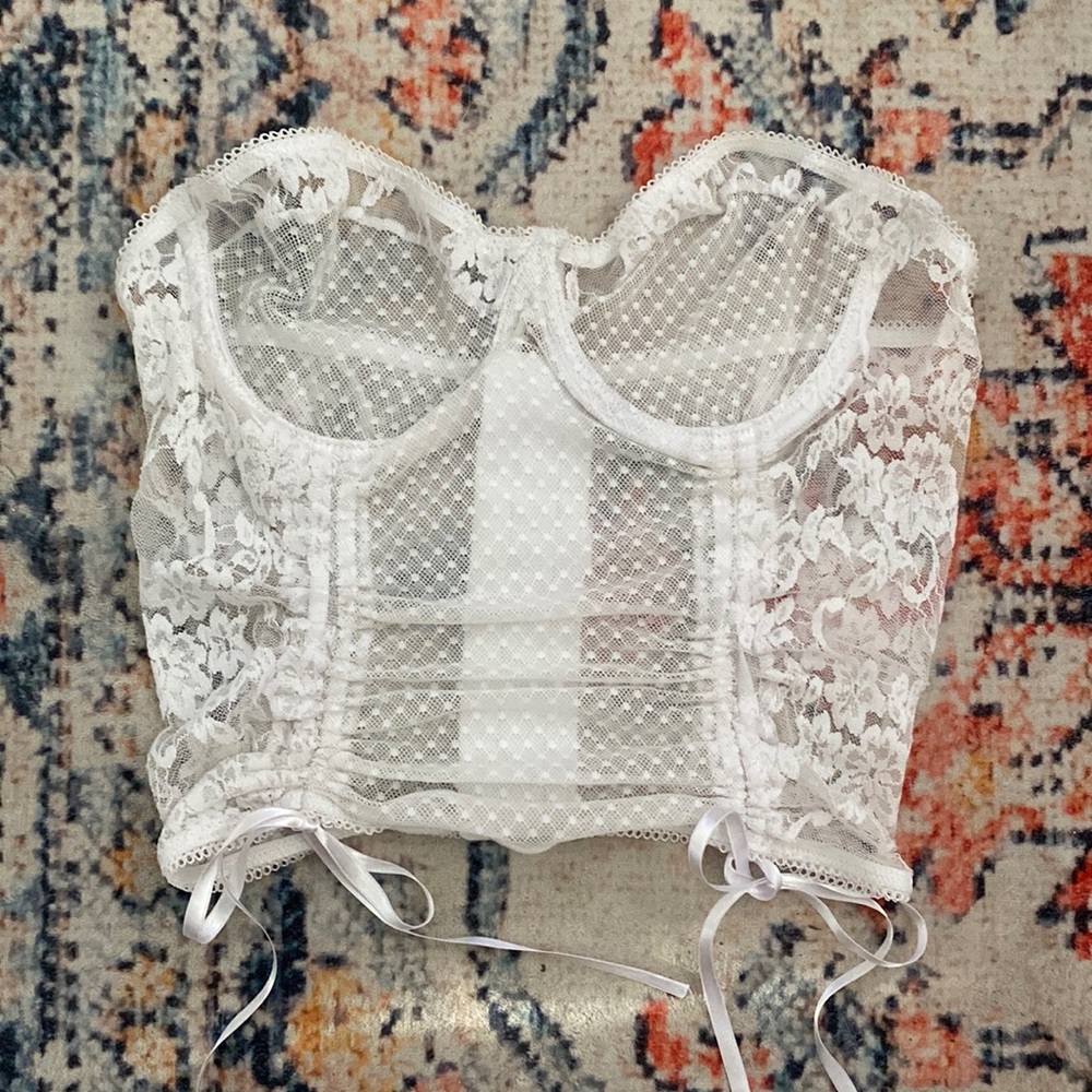 Dolls Kill White Lace Corset Top